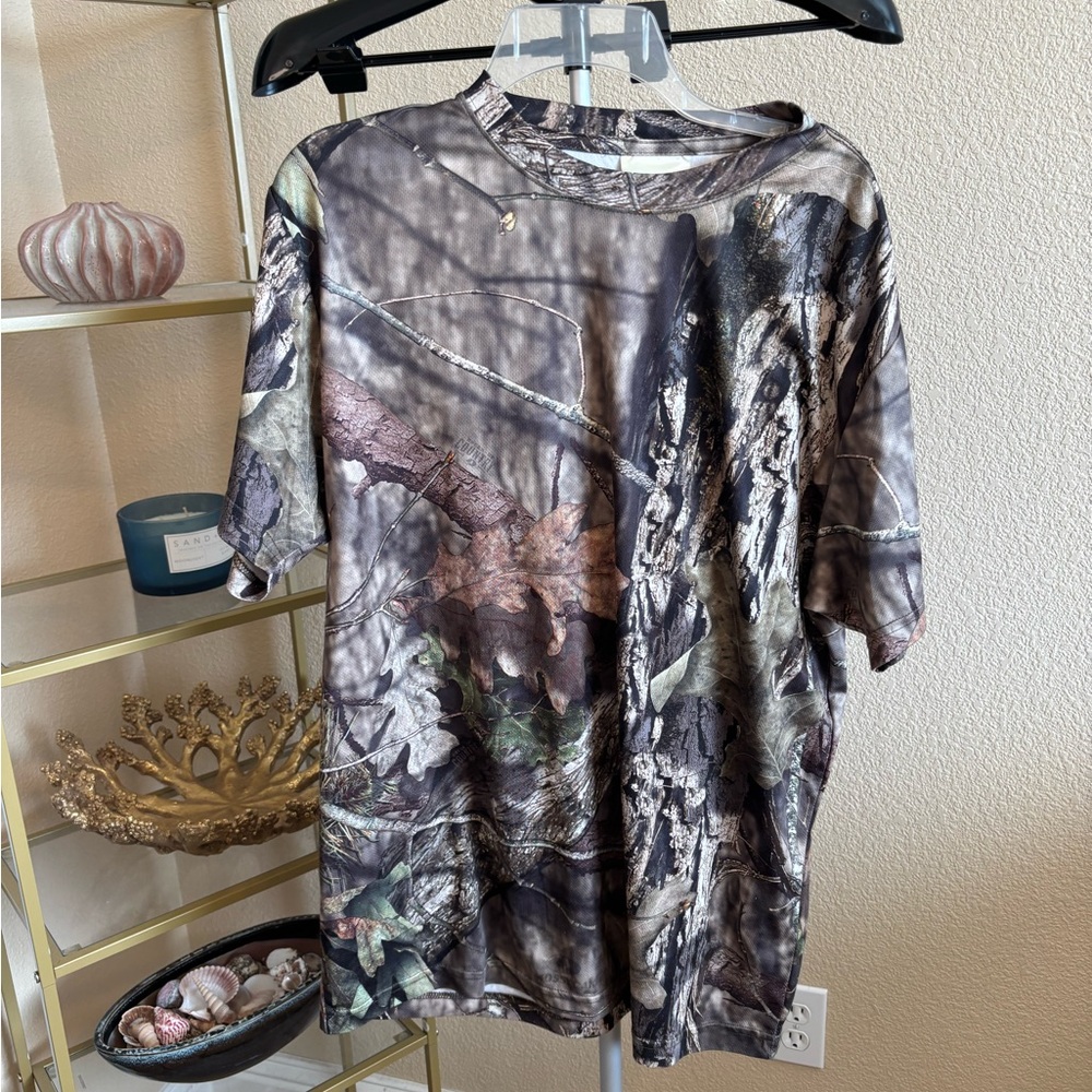 Rustic Ridge Camo Hunting‎ T-Shirt Men’s XL Realistic Tree Print